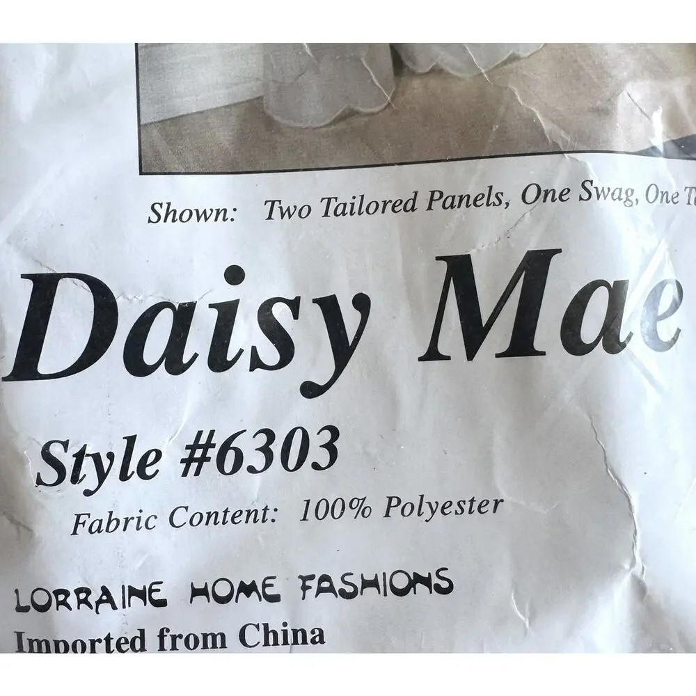 Vintage Lorraine Home Fashions Daisy Window Panel 60 x 84 White Yellow Sheer New
